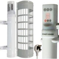 MYLEK Digital Tubular Heater 60W 34cm Built in Timer, Brackets & Cage IP44 in White