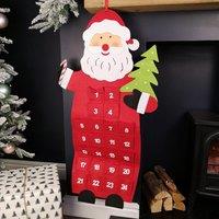 Samuel Alexander 90cm Fabric Red & White Hanging Santa Advent Calendar Christmas Decoration