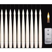 Samuel Alexander Set of 10 15cm Floating White Static Flicker Battery Candle with Remote Control in Warm White in Beige