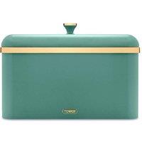 Tower Cavaletto Bread Bin, Airtight, Carbon Steel, Jade Green & Gold T826130JDE
