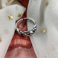 The Colourful Aura Sterling Silver Chain Thick Band Adjustable Open Stacking Ring