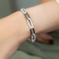 The Colourful Aura Hollow Cross Braided Zircon Chain Rhomb Design Wrist Bangle Bracelet in Silver