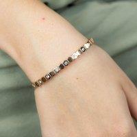 The Colourful Aura Slim Honeycomb Hexagonal Zircon Elegant Cutting Grain Bangle Bracelet in Rose Gold