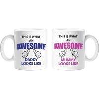 60 SECOND MAKEOVER This Is What An Awesome Mummy Daddy Mug Set in White