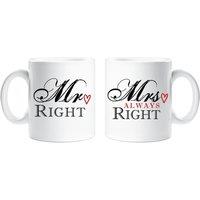60 SECOND MAKEOVER Mr Right Mrs Always Right Couple Mug Set in White