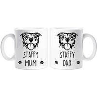 60 SECOND MAKEOVER Staffy Mum Staffy Dad Mug Set in White