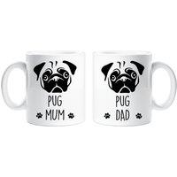 60 SECOND MAKEOVER Pug Mum Pug Dad Mug Set in White