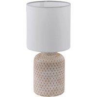 Loops Table Lamp Cream White Patterned Ceramic Shade White Fabric Bulb E14 1x40W