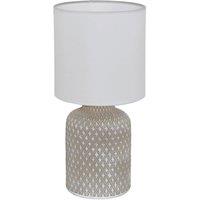 Loops Table Desk Lamp Grey Patterned Ceramic Shade White Fabric Bulb E14 1x40W