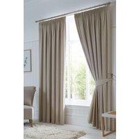 Fusion 'Dijon' Thermal & Blackout Fully Lined Pencil Pleat Curtains in Natural | Size: 117 cm width x 137 cm drop