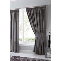 Fusion 'Dijon' Thermal & Blackout Fully Lined Pencil Pleat Curtains in Charcoal | Size: 168 cm width x 137 cm drop