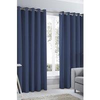 Fusion 'Sorbonne' 100% Cotton Light Filtering Plain Dyed Eyelet Curtains in Navy | Size: 117 cm width x 183 cm drop