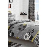 Bedlam 'Football' Theme Childrens Bedroom Duvet Cover Set in Grey | Size: Double