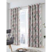 Fusion 'Lennox' Modern Geo Print Eyelet Curtains in Rose | Size: 168 cm width x 183 cm drop