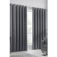 Fusion 'Strata' Triple-Woven Dimout Eyelet Curtains in Charcoal | Size: 168 cm width x 229 cm drop