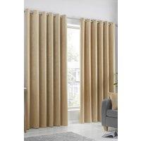Fusion 'Strata' Triple-Woven Dimout Eyelet Curtains in Mustard | Size: 168 cm width x 183 cm drop