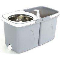 Gr8 Home Rotating Dual Spin Dry Mop & Bucket 3 Microfibre Heads in Grey