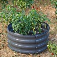 Gr8 Garden Grey Steel Raised Bed Planter Round Trough Box 60 x 30cm | Size: 60 x 30 cm