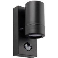 Loops Outdoor IP44 Wall Downlight with PIR Sensor - 7W LED GU10 - Matt Black Polymer