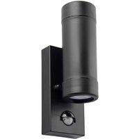 Loops Up & Down IP44 Outdoor Wall Light with PIR Sensor - 2 x 7W LED GU10 - Matt Black