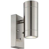 Loops Outdoor Up & Down IP44 Wall Light - Photocell - 2 x 7W GU10 LED - Brushed Steel in Metallics