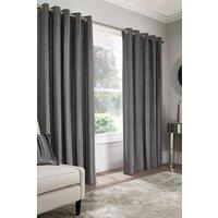 Appletree 'Conrad' Striped Woven Pair of Eyelet Curtains in Dark Grey | Size: 117 cm width x 183 cm drop