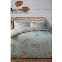 Fusion 'Milo Giraffe' Easy Care Reversible Duvet Cover Set in Duck Egg Blue | Size: Single