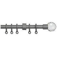 New Edge Blinds 13 - 16mm Crystal Ball Metal Curtain Pole Set - Silver | Size: 150 cm - 280 cm