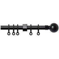 New Edge Blinds 13 - 16mm Ball Metal Curtain Pole Set - Black | Size: 120 cm - 210 cm