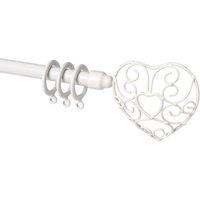 New Edge Blinds 13 - 16mm Heart End Metal Curtain Pole Set - Cream | Size: 150 cm - 280 cm