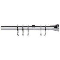New Edge Blinds 16 - 19mm Diamante Trumpet End Metal Curtain Pole Set - Chrome in Metallic Silver | Size: 170 cm - 300 cm