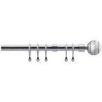 New Edge Blinds 16-19mm Serrated Ball Metal Curtain Pole Set - Satin Silver | Size: 150 cm - 280 cm