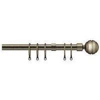 New Edge Blinds 16-19mm Serrated Ball Metal Curtain Pole Set - Antique Brass in Bronze | Size: 170 cm - 300 cm