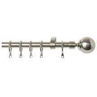 New Edge Blinds 16-19mm Ball Metal Curtain Pole Set - Satin Silver | Size: 170 cm - 300 cm