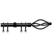 New Edge Blinds 16-19mm Metal Crown Final Metal Curtain Pole Set - Black | Size: 150 cm - 280 cm