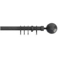 New Edge Blinds 22-25mm - Finesse Ball End Metal Curtain Pole Set - Gun Metal Grey in Dark Grey | Size: 120 cm - 210 cm