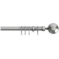 New Edge Blinds 22-25mm - Finesse Ball End Metal Curtain Pole Set - Satin Silver | Size: 120 cm - 210 cm