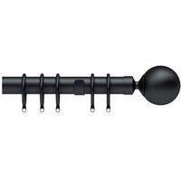 New Edge Blinds 28mm Nikola Ball End Metal Curtain Pole Set - Black | Size: 150 cm
