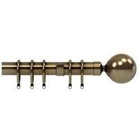New Edge Blinds 28mm Nikola Ball End Metal Curtain Pole Set - Antique Brass in Bronze | Size: 125 cm