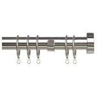 New Edge Blinds 25-28mm Stud End Metal Curtain Pole Set - Chrome in Metallic Silver | Size: 170 cm - 300 cm