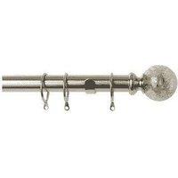 New Edge Blinds 25-28mm Empire End Metal Curtain Pole Set - Satin Silver | Size: 170 cm - 300 cm