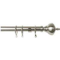 New Edge Blinds 25-28mm Vienna End Metal Curtain Pole Set - Satin Silver | Size: 170 cm - 300 cm