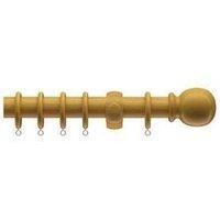 New Edge Blinds 28mm Wooden Curtain Pole Set - White in Beige | Size: 150 cm