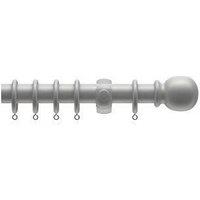 New Edge Blinds 28mm Wooden Curtain Pole Set - Grey in Light Grey | Size: 60 cm