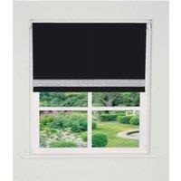 New Edge Blinds Straight Diamante Edge Border Blackout Roller Blind 165cm Drop in Black | Size: 100 cm width x 165 cm drop
