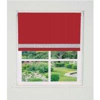 New Edge Blinds Straight Diamante Edge Border Blackout Roller Blind 165cm Drop in Red | Size: 70 cm width x 165 cm drop
