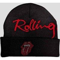 The Rolling Stones Embellished Tongue Beanie Hat in Black