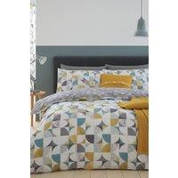 Catherine Lansfield 'Retro Circles' Duvet Set in Yellow | Size: Double