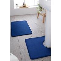 Catherine Lansfield Anti- Bacterial Memory Foam' Bath & Pedestal Mat Set in Navy