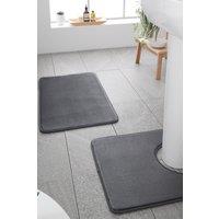 Catherine Lansfield Anti- Bacterial Memory Foam' Bath & Pedestal Mat Set in Silver